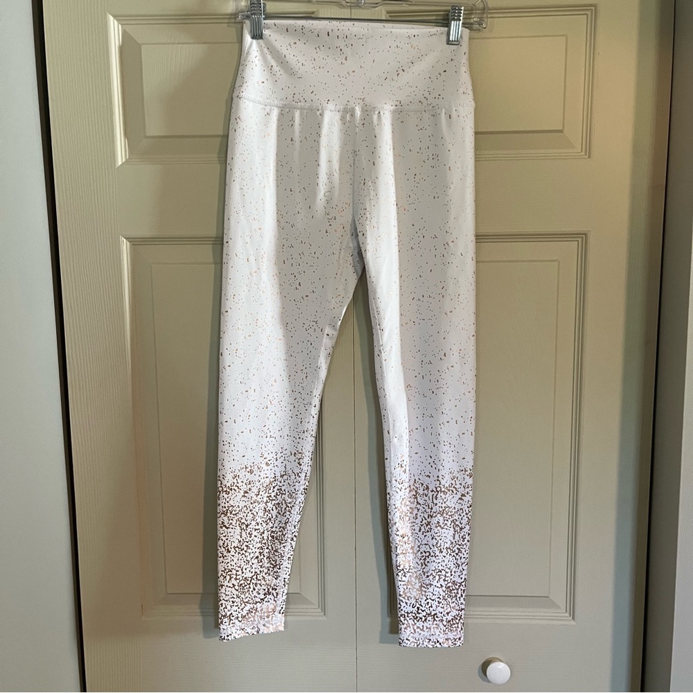 BuffBunny White Leggings with Rose Gold Speckles